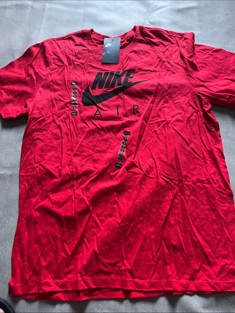 Nike Red Short-Sleeve 'Air' Graphic Tee with Black Logo